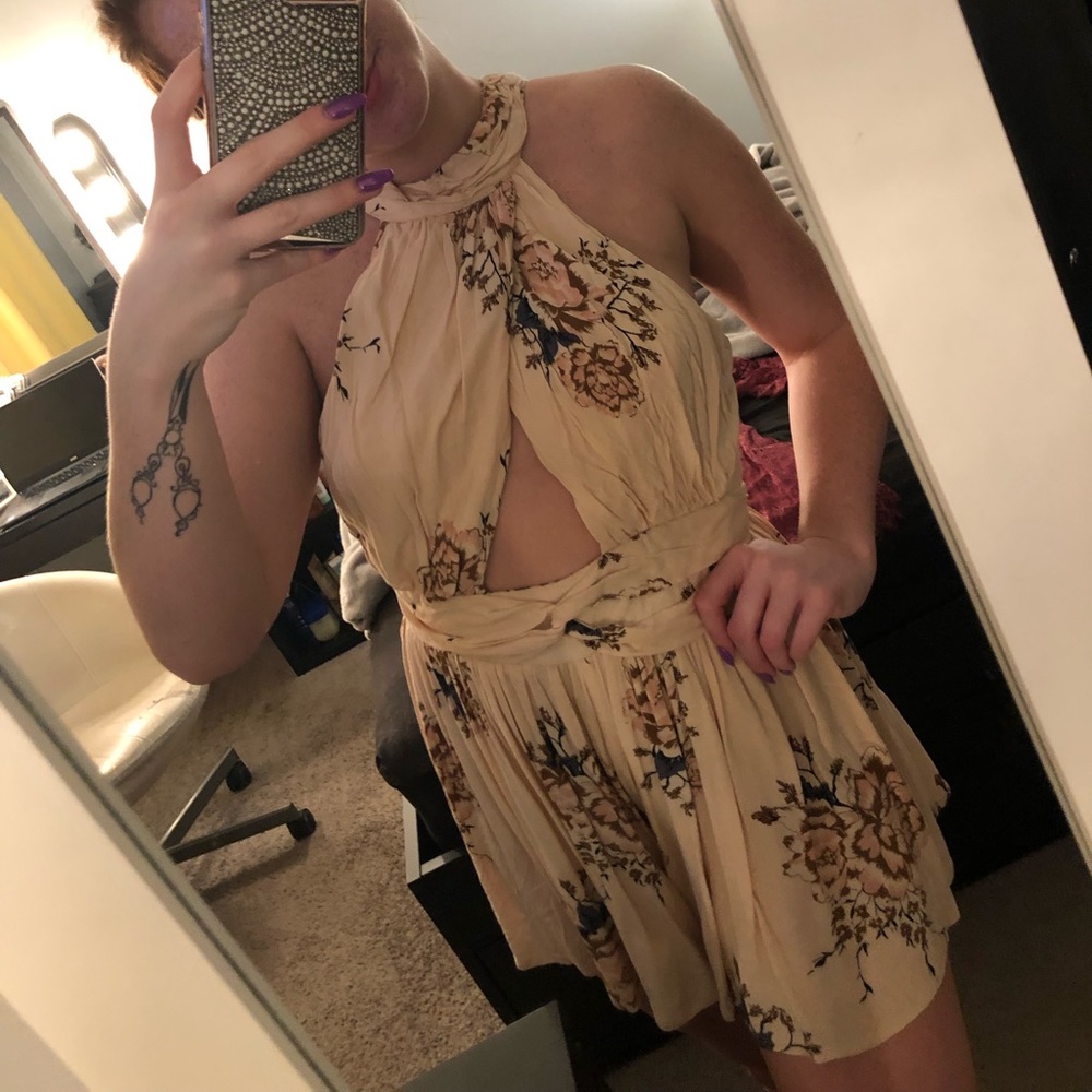 light pink floral keyhole romper